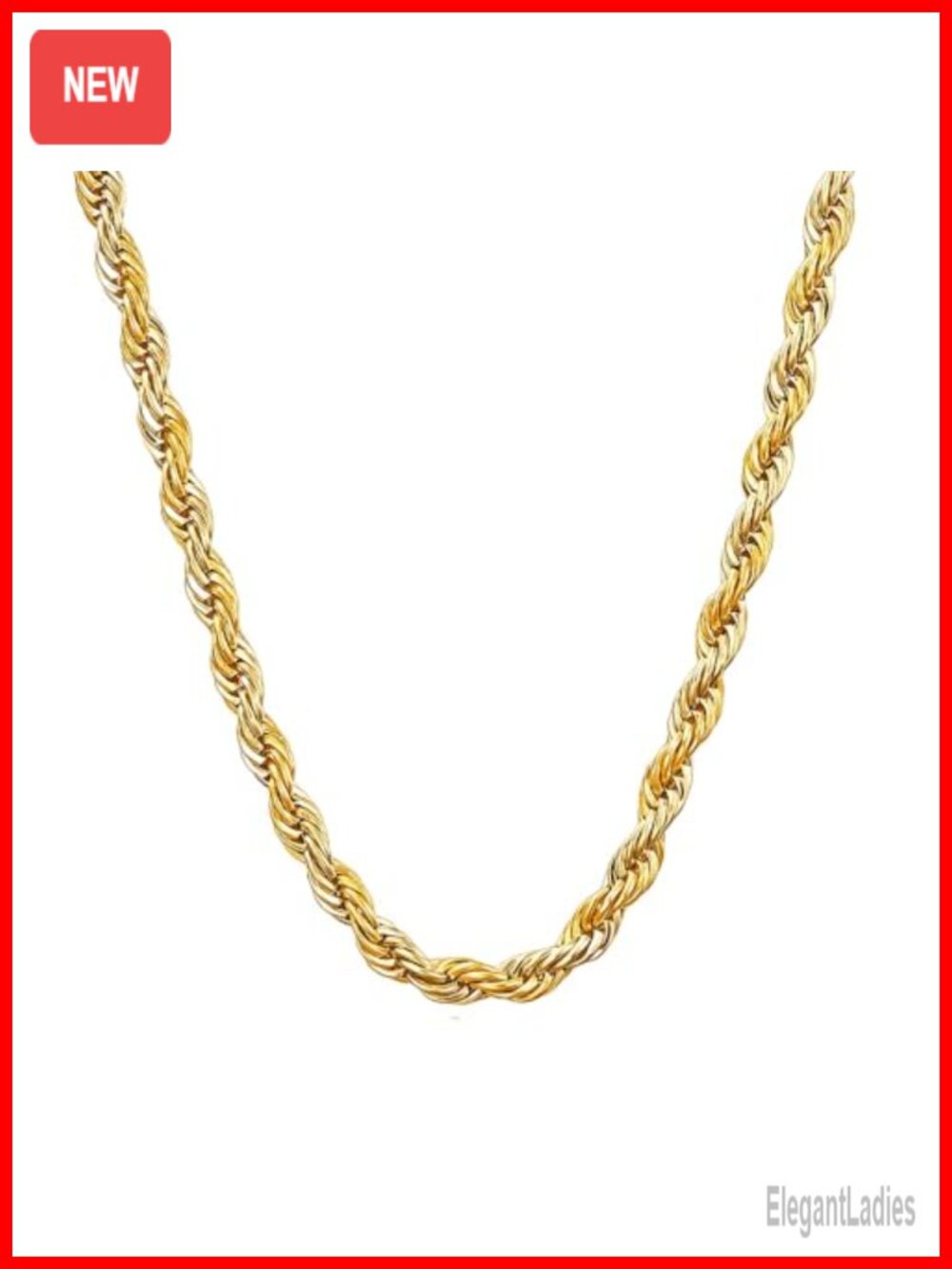 14K Solid Yellow Gold Twisted Rope Chain Necklace Diamond-Cut